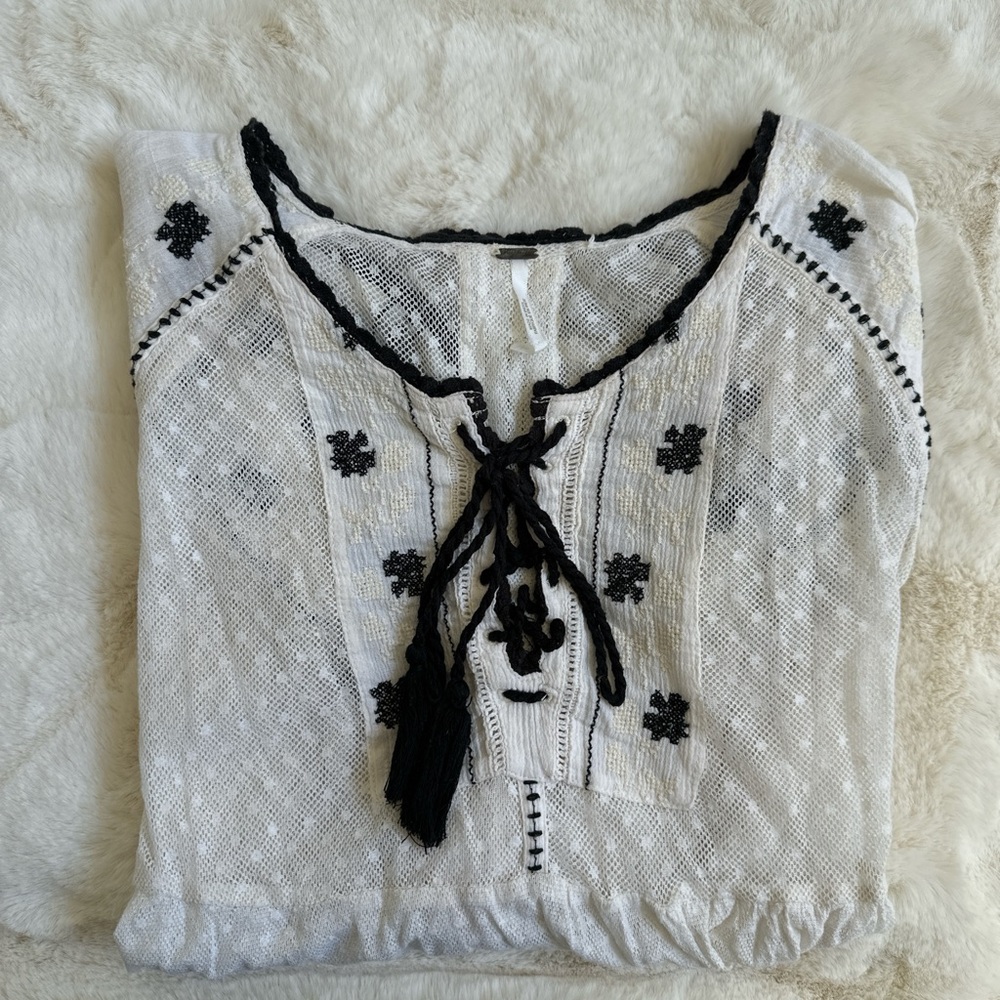 Free People Embroidered Blouse